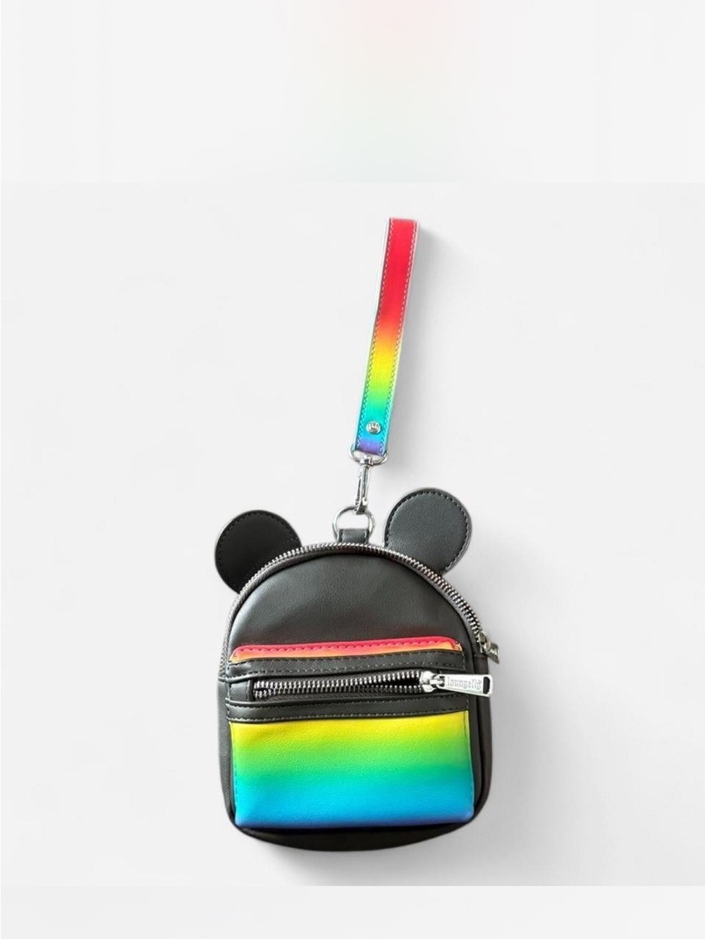 Disney Mini Ear Backpack Wristlet - Black with Rainbow